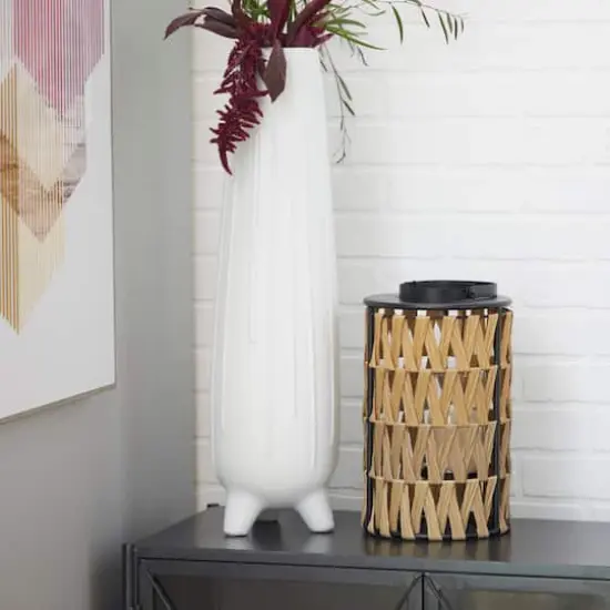 Gold Metal Natural Lantern 17" x 7" x 7" {7}