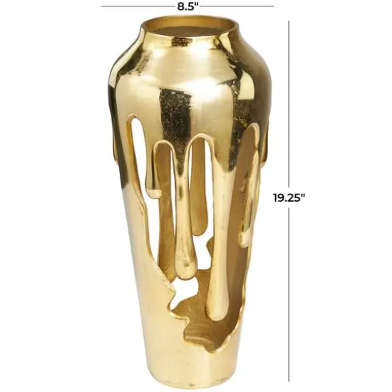 19" Gold Aluminum Drip Vase with Melting Designed Body {6}