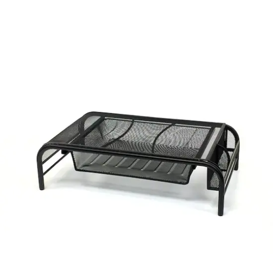 Mind Reader Metal Mesh Monitor Stand & Desk Organizer Black {1}
