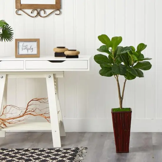 3ft. Fiddle Leaf Fig Tree in Bamboo Planter {3}