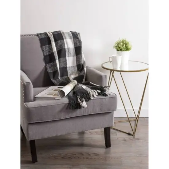 DII&reg; Black & White Buffalo Check Throw {6}