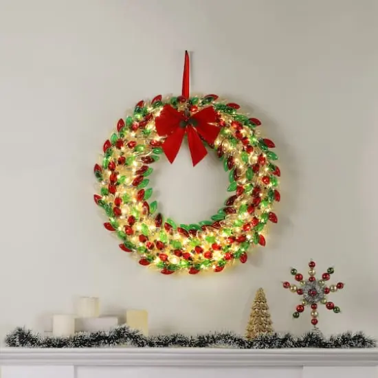 Mr. Christmas 30" Red & Green LED Retro C9 Bulb Wreath {3}