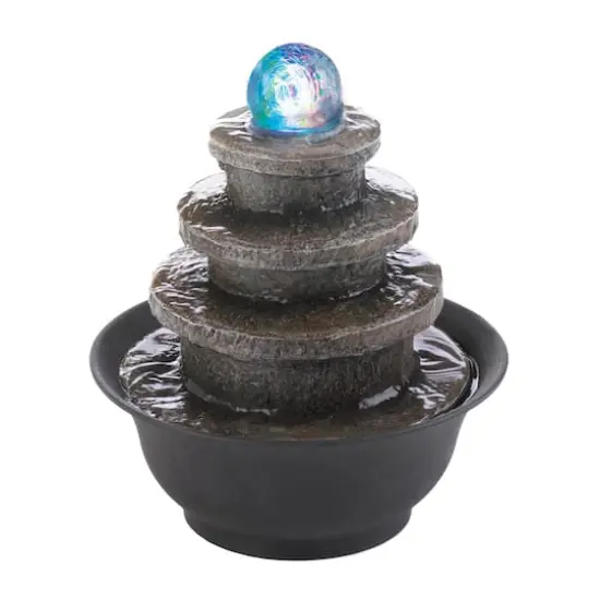 9.5" Tiered Round LED Tabletop Fountain {3}