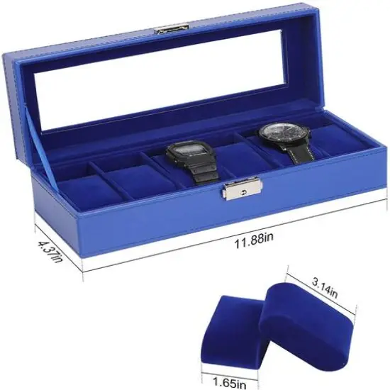 Sapphire Blue Hexa Leather Watch Box {3}