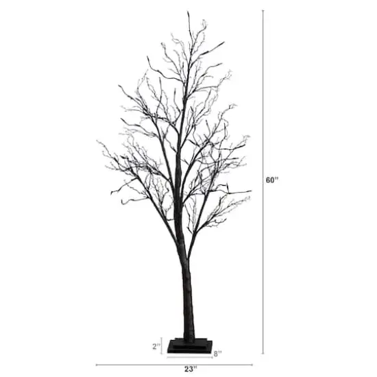 5ft. Orange & Purple LED Pre-Lit Halloween Deluxe Black Twig Artificial Fall Tree {4}