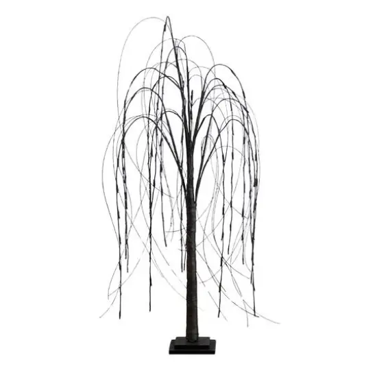 4ft. Orange & Purple LED Pre-Lit Halloween Black Willow Artificial Fall Tree {1}