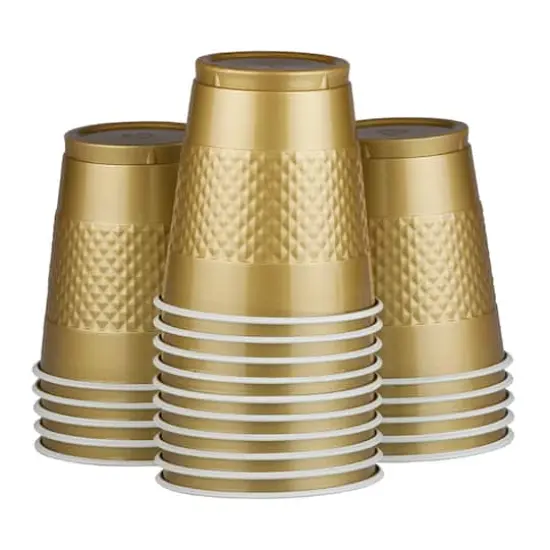 JAM Paper 12oz.Plastic Party Cups, 20ct. Gold {1}