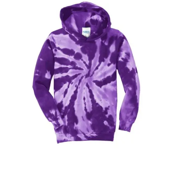 Port & Company&reg; Youth Tie-Dye Pullover Hooded Sweatshirt Purple {1}