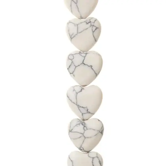 White Howlite Heart Semi-Precious Beads by Bead Landing&trade;, 12mm {1}