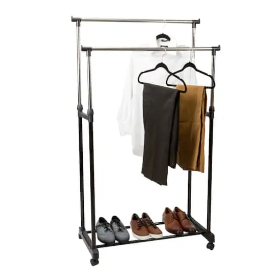 Simplify Double Tier Rolling Garment Rack {1}