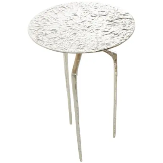 Silver Aluminum Geometric Slim Textured Accent Table {3}