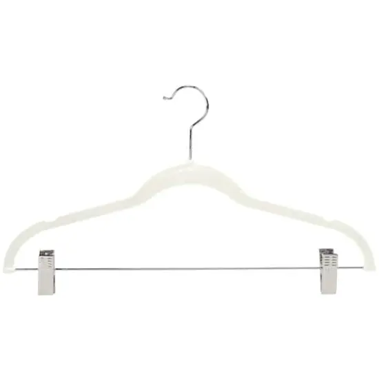 Simplify Slim Velvet Hangers with Clips, 6ct. Ivory {1}