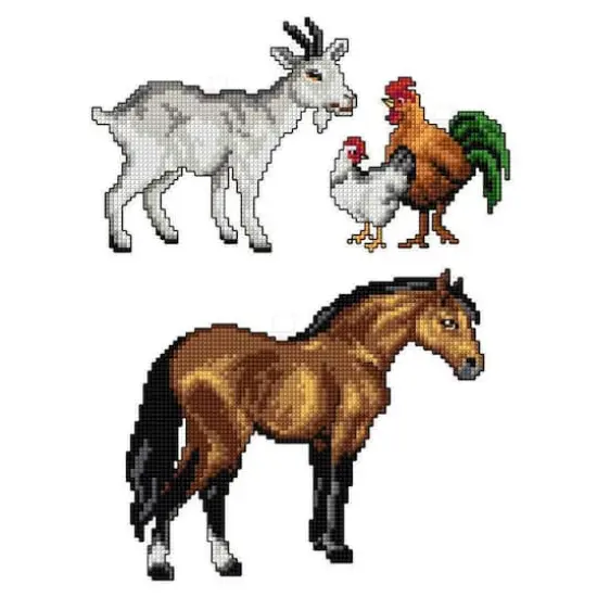 Crafting Spark Farm Animals Plastic Canvas Counted Cross Stitch Kit {1}