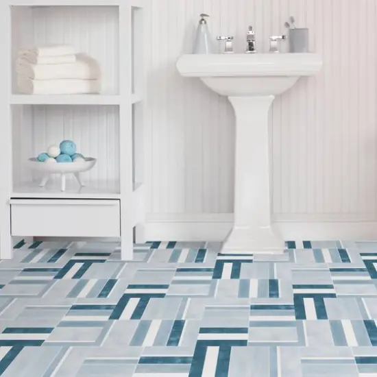 FloorPops Azure Peel & Stick Floor Tiles {8}