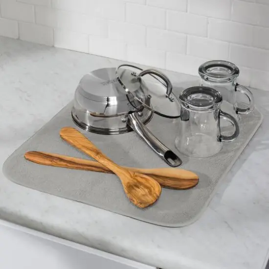 Honey Can Do 18" x 24" Dish Drying Mat Gray {3}