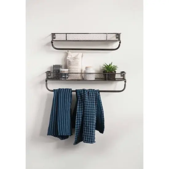 Hello Honey&reg; Metal Wall Shelf with Hanging Bar Set {3}