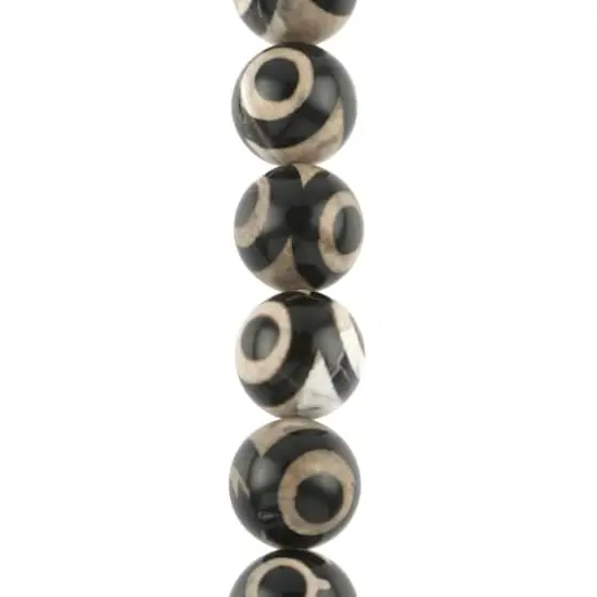 Black & Gray Tibetan Agate Round Beads, 15.5mm by Bead Landing&trade; {1}