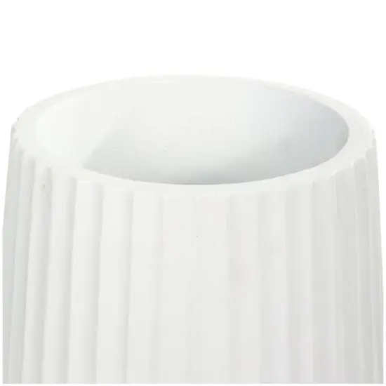 Large White Ribbed Resin Floor Vase {6}