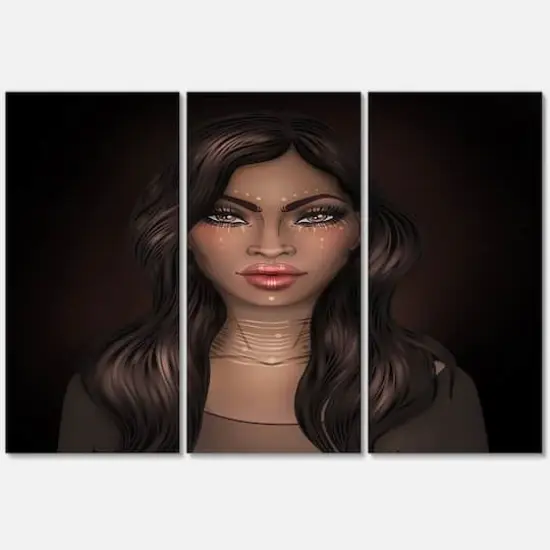 Designart - Portrait of African American Woman IV - Modern Canvas Wall Art Print {4}