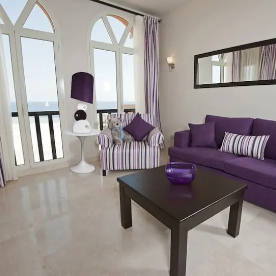 Elegant Designs&trade; 2.5ft. Purple and White Stacked Circle Table Lamp {5}