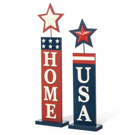 Glitzhome&reg; Americana Firecracker Table Sign Set {6}