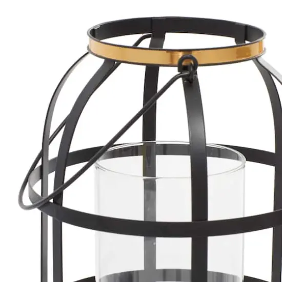Set of 2" Black Metal Industrial Lantern , 14", 12" {4}