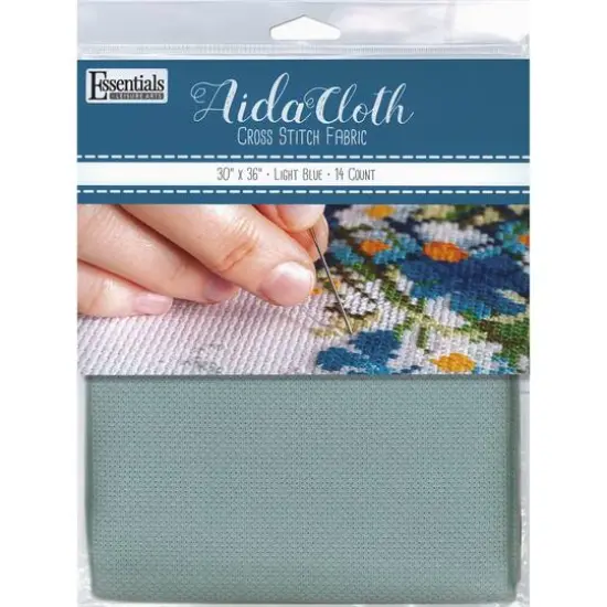 Essentials by Leisure Arts 14 Count Aida Cloth, 30" x 36" Light Blue {1}