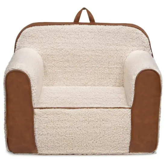 Cozee Sherpa Chair With Brown Leather {1}