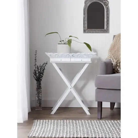 27" White Elegant Tray Stand {7}