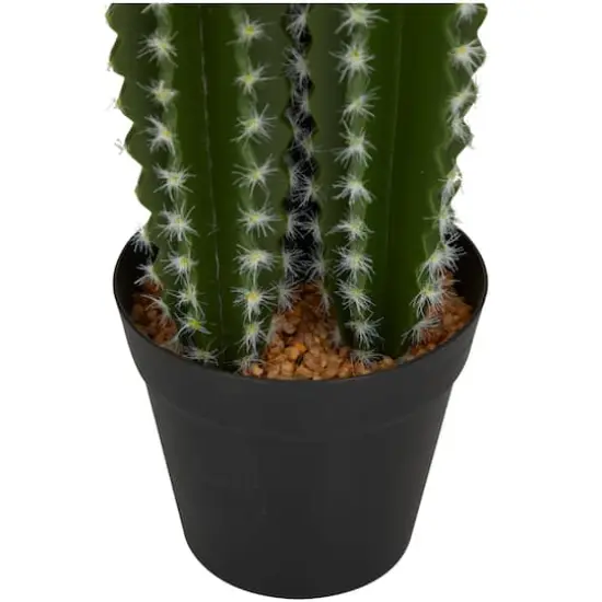 23" Green Faux Foliage Cactus Artificial Plant With Black Round Pot {4}