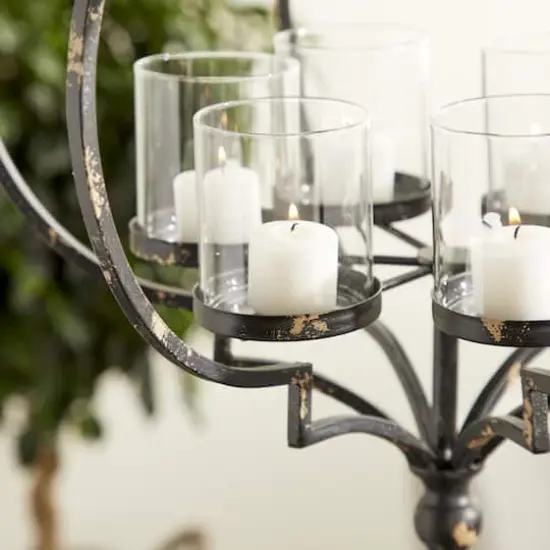 19'' Iron Farmhouse Hanging Candle Holder Black {3}