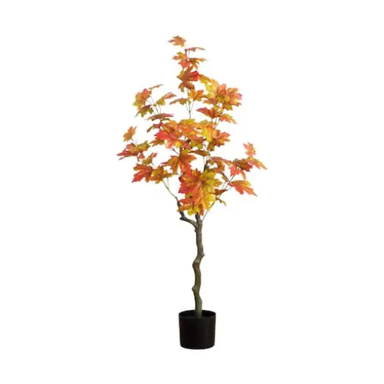 4ft. Orange Autumn Maple Artificial Potted Tree {1}