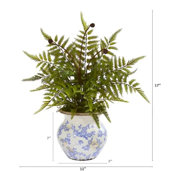 17" Fern in Decorative Vase {3}