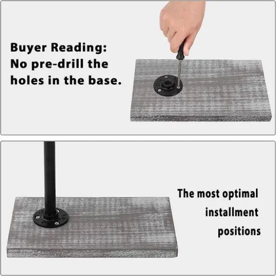 NEX&trade; Freestanding Iron Pipe Toilet Paper Holder with Solid Wood Base Gray white {5}