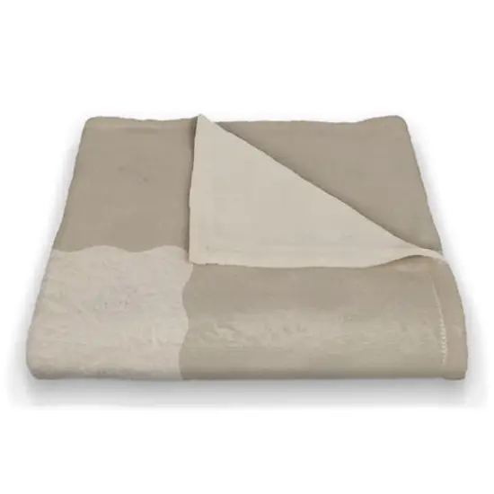 50" x 60" Beige Happy for This Moment Coral Fleece Throw Blanket {4}