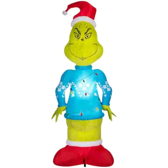 10ft. Airblown&reg; Inflatable Christmas Giant Plush Grinch with String Lights {1}