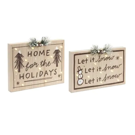 Holiday & Snow LED Sign Set, 8" & 9.25" {1}