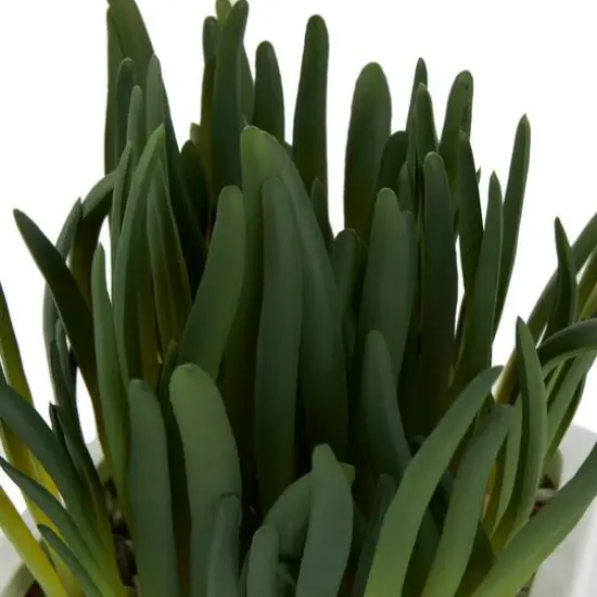 8" Green Foliage Artificial Plant with White Ceramic Pot {6}