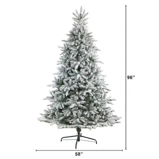 8ft. Unlit Flocked West Virginia Spruce Artificial Christmas Tree {4}