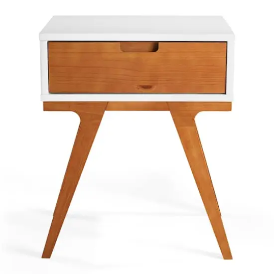 Walker Edison 20" 1-Drawer Modern Side Table White/Caramel {4}