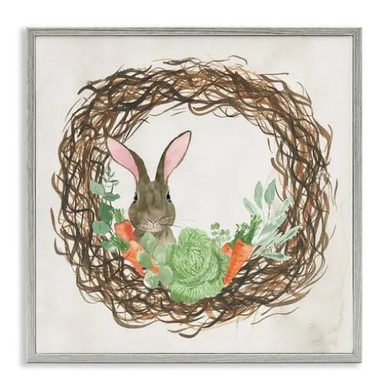 Stupell Industries Spring Easter Wreath Framed Giclee Art Gray {1}
