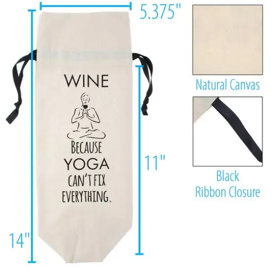 Personality Case&trade; Yoga Can't Fix Everything Canvas Wine Bag {5}