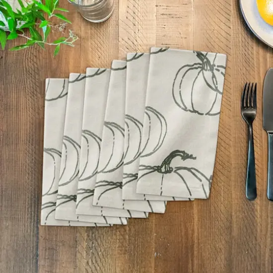 Gray Multi Pumpkin Pattern Cotton Twill Napkin {4}