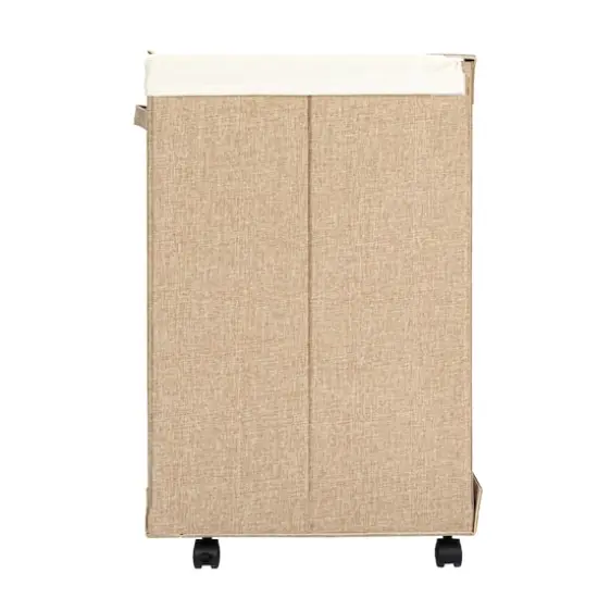 Household Essentials Narrow Collapsible Laundry Hamper with Liner & Lid Latte {10}