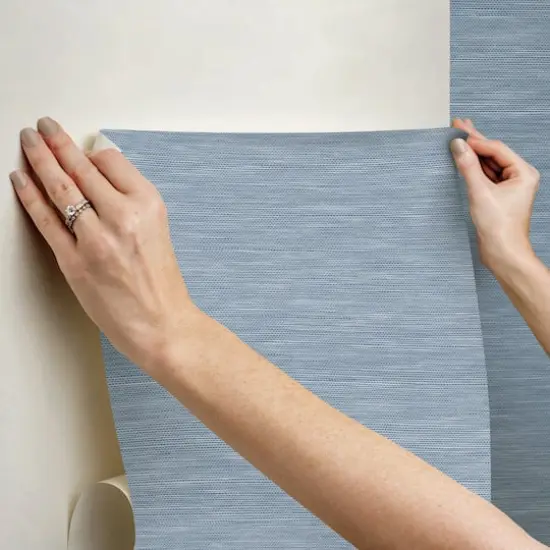 RoomMates Mr. Kate Stella Grasscloth Peel & Stick Wallpaper Dusty Blue {8}