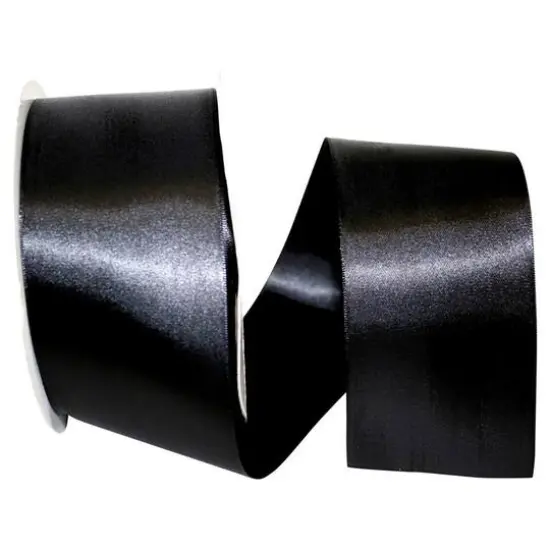 JAM Paper 2.5'' x 50yd. Double Face Satin Ribbon Black {1}