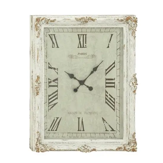 White Vintage Wood Wall Clock, 36" x 27" {1}