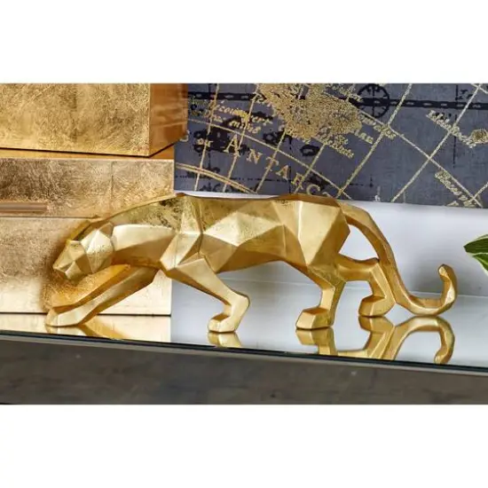 CosmoLiving by Cosmopolitan 18" Gold Leopard Sculpture {8}