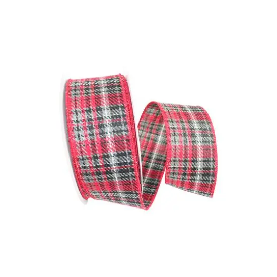 JAM Paper 1.5" x 20yd. Heavy Twill Wired Plaid Ribbon {1}