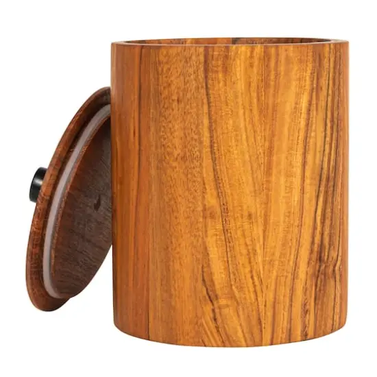 Hello Honey&reg; 8.5" Natural Round Acacia Wood Canister with Handle {7}